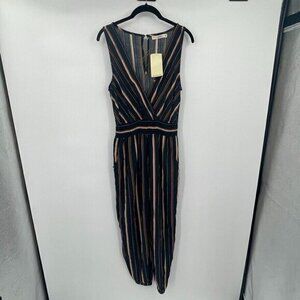 La Mamba Womens Jumpsuit Medium Striped Sleeveless V Neck Stretchy Casual Knit